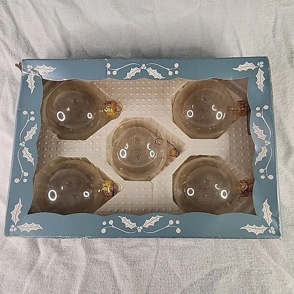 Christmas Ornament Kurt S. Adler Clear Glass Ball With Crown Finials Colombia